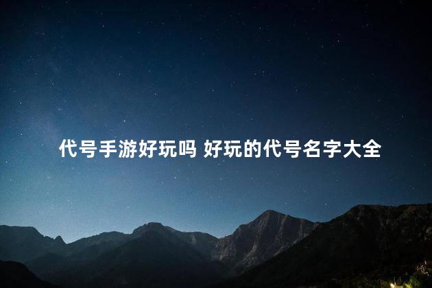 代号手游好玩吗 好玩的代号名字大全